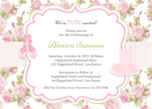 TVC151 Tutu and Ballet Shoes Baptism Invitation design preview