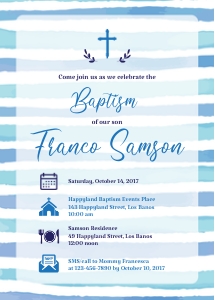 TVC144 Nautical Stripes Baptism Invitation design preview