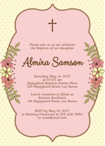 TVC131 Spring Flowers Baptism Invitation design preview