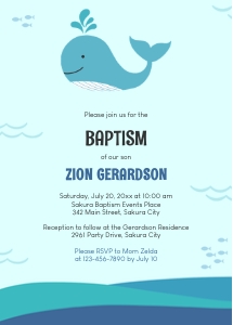 TVC194 Baby Whale Baptism Invitation design preview