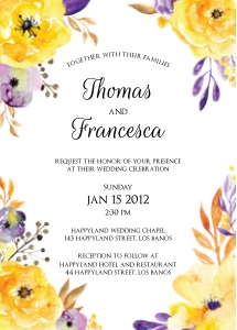 TVW044 Watercolor Flowers Wedding Invitation Design design preview