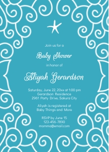 TVY196 Under the Sea Doodle Frame Baby Shower Invitation design preview
