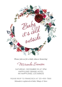 Christmas Wreath Baby Shower Invitation Template design preview
