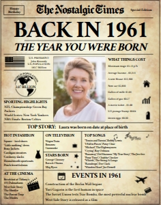 Newspaper Poster 11x14  - Back in 1961 - The Nostalgic Times: Back in 1961 - The Nostalgic Times