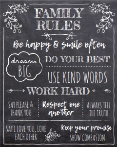 Chalkboard House Rules Sign 8x10 B&W: Chalkboard House Rules Sign