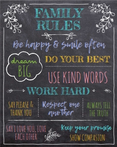 Chalkboard House Rules Sign 8x10 Color: Chalkboard House Rules Sign