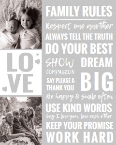 Classic House Rules Sign with a Photo 16x20: Classic House Rules Sign