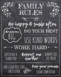 Chalkboard House Rules Sign 11x14 B&W: Chalkboard House Rules Sign