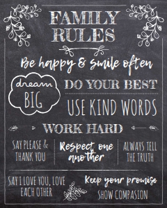 Chalkboard House Rules Sign 16x20 B&W: Chalkboard House Rules Sign