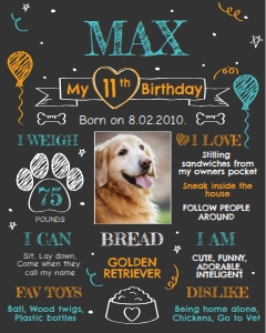 Dog birthday Poster 8x10: Dog Birthday Poster