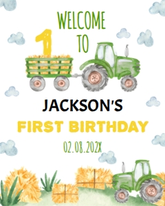 green tractor welcome sign T003: 10541