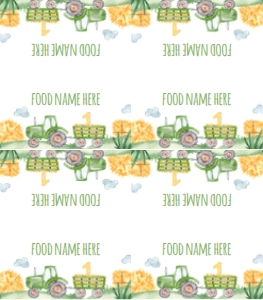 green tractor food name card T003: 10471