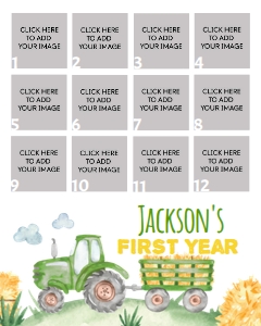 green tractor first year photo collage 16x20  T003: 10574