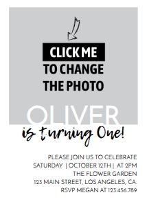 minimalist 1st birthday invitation M004: 1055914178