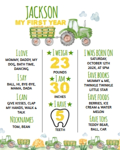 green tractor milestone poster T003: 10556