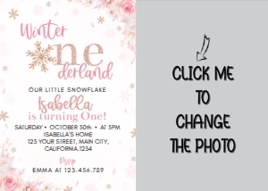 pink winter onederland photo invitation: 1092729686