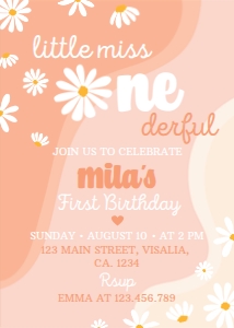 daisy 1st birthday invitation D003: 1152260824