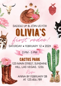 Cowgirl birthday invite R007: 1321589787