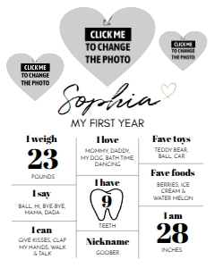 heart photo milestone poster 16x20 M004: 1167129774