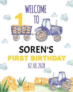 blue tractor welcome sign T003: 10675