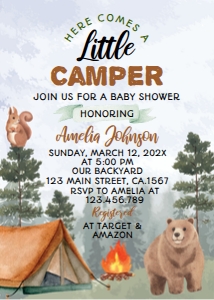 camping baby shower invite C006: 4330414168
