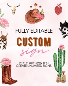 Cowgirl custom sign R007 *  8 x 10 in: 1321589787