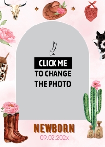 Cowgirl birthday banner R007 *  5 x 7 in: 1321589787