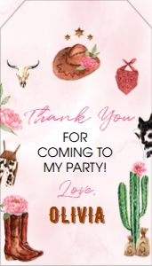 Cowgirl thank you tag R007*2 x 3.5 in: 1192664722