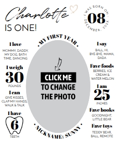 oval modern photo milestone 16x20 M004: 1193425352