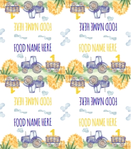 blue tractor T003 FOOD TENT CARD 3.5X2: 10605