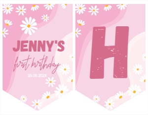 Daisy one birthday banner D003: 1219691914