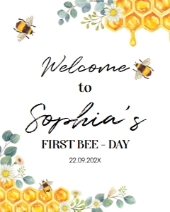 bee 1st birthday welcome sign B002: 1235239949