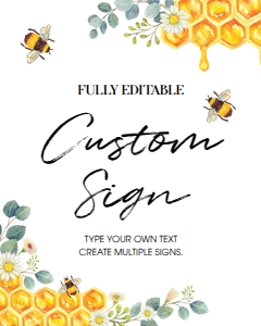 bee 1st birthday custom sign B002: 1218635380
