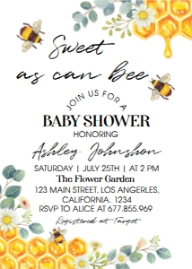 bee baby shower invitation B002: 1225824227