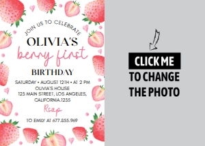 strawberry photo invitation S008: 1245639841