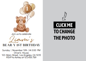 teddy bear photo invitation T004: 1259131320
