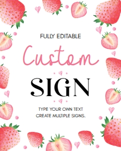 strawberry first birthday S008 custom sign: 1244086022