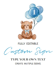 Blue teddy bear custom sign T004: 1333836077