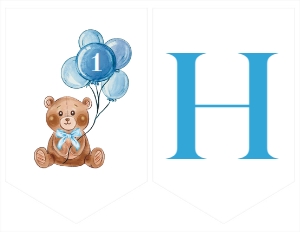 blue bear birthday banner T004: 1333836077