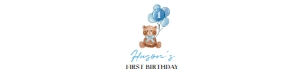 Blue teddy bear water bottle label T004: 1333836077