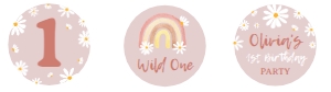 daisy rainbow cupcake topper D004: 1266198636