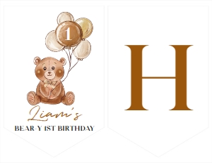 teddy bear birthday banner T004: 1281446499