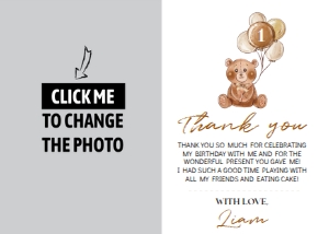 teddy bear thank you card T004: 1308855322
