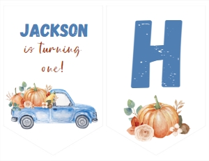pumpkin truck birthday banner P004: 4555523218