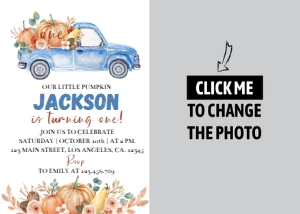 pumpkin truck invitation photo 7x5 P004: 1289058143