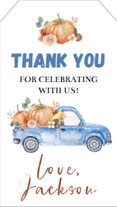 pumpkin truck thank you tag P004: 4555523218