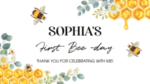 bee 1st birthday gable box label B002: 1305365697