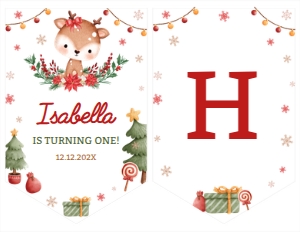 reindeer birthday banner R009: 8809