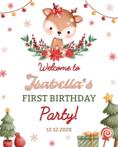 reindeer birthday welcome sign R009: 8809