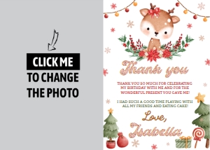 reindeer birthday thank you card R009: 8694